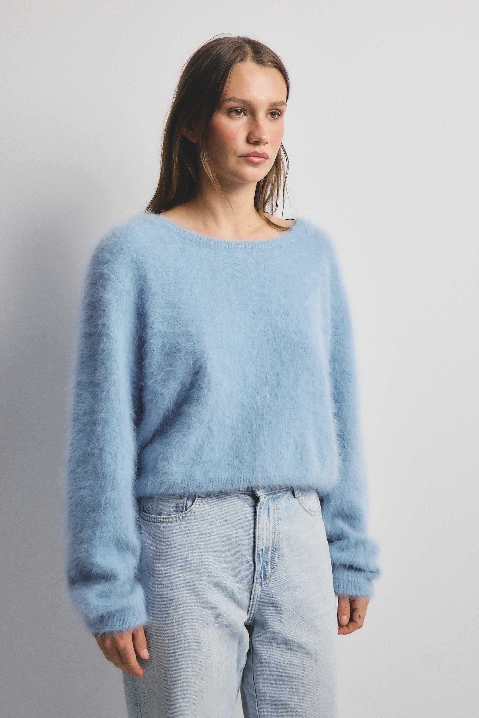 World Of Nomads Stella Cashmere Boat Neck Knit Sky