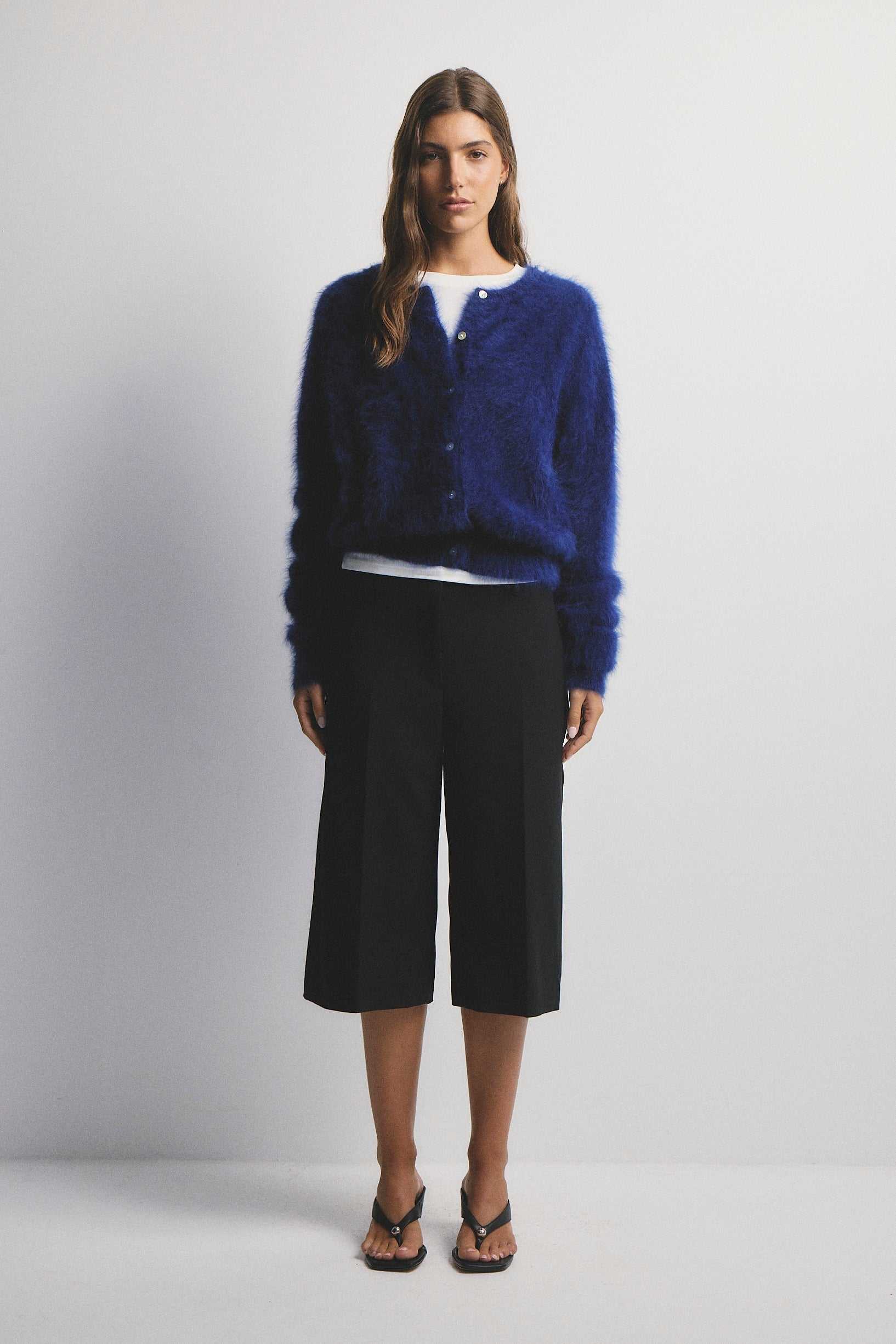 World Of Nomads Frankie Cashmere Crew Neck Cardigan Navy