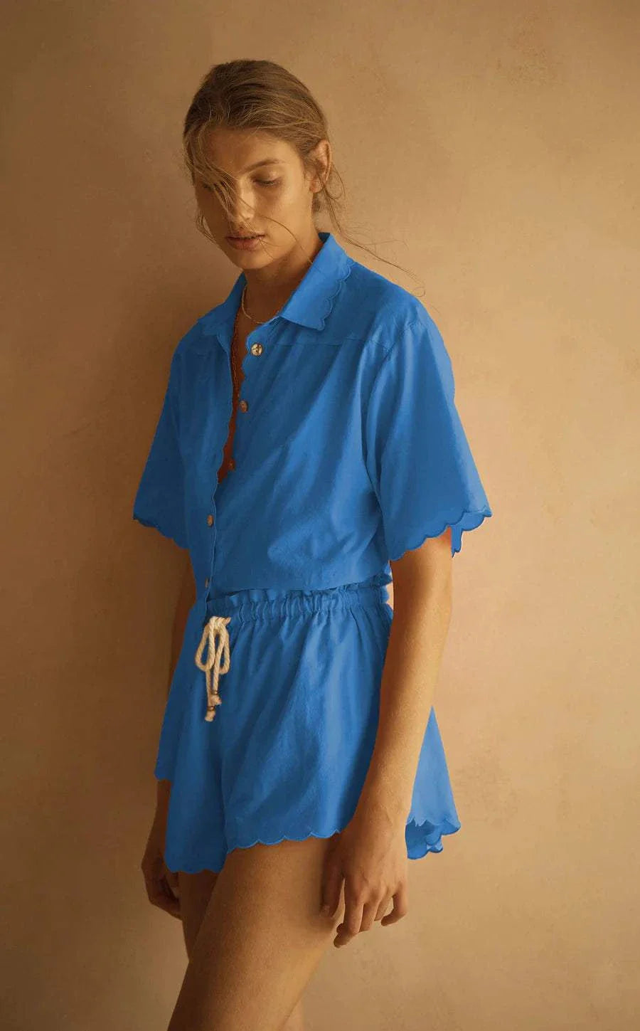 Aur Ocea Fiordaliso Scallop Short Sleeve Shirt