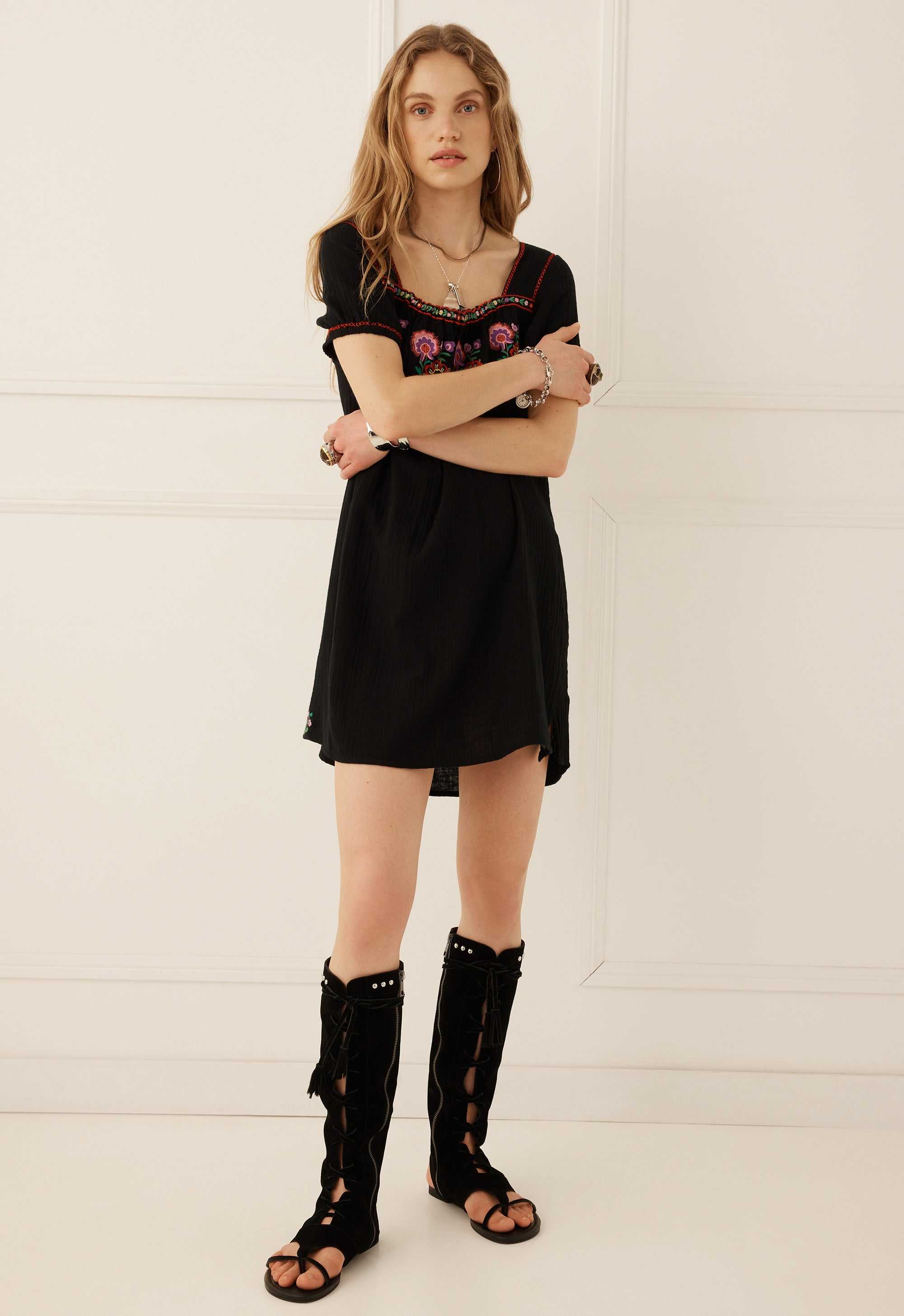 Spell Feliz Mini Dress Woodland Black