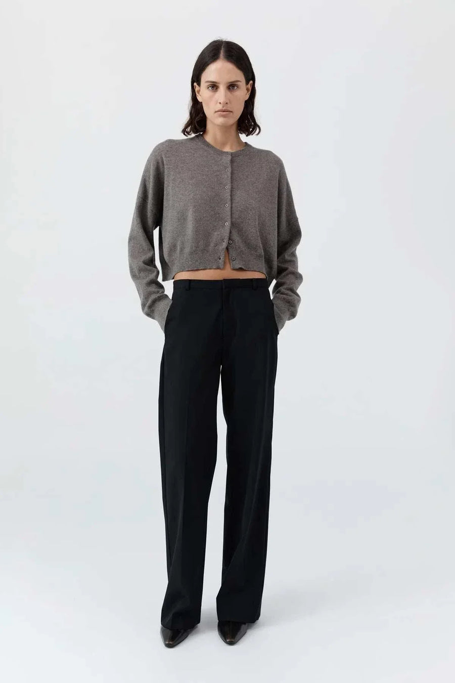 St Agni Cashmere Relaxed Cropped Cardigan Doe