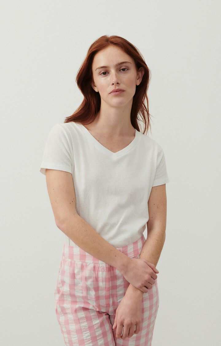 American Vintage Gamipy T Shirt Short Sleeve V Neck White