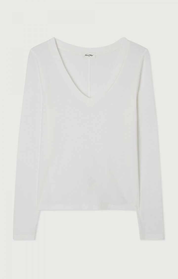 American Vintage Gamipy Long Sleeve V Neck T Shirt White