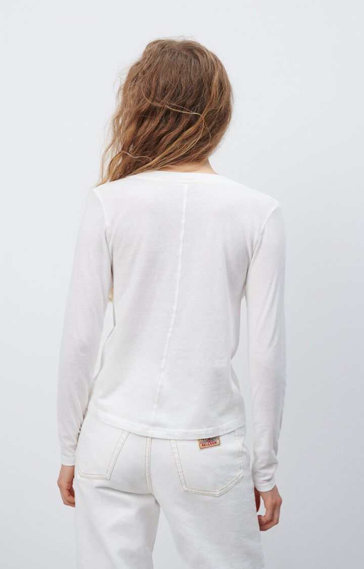 American Vintage Gamipy Long Sleeve V Neck T Shirt White