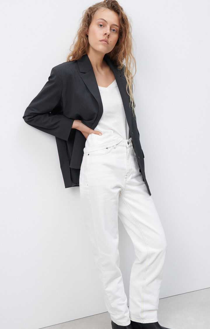 American Vintage Gamipy Long Sleeve V Neck T Shirt White