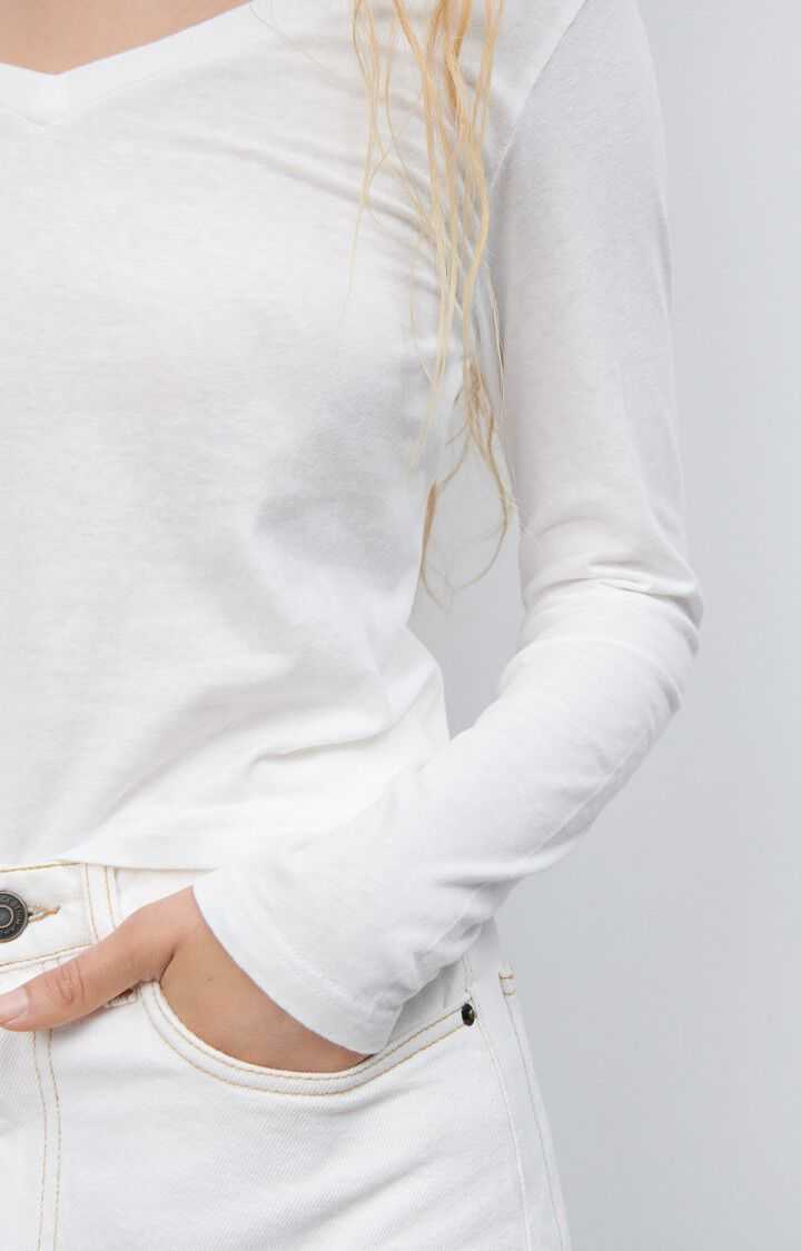 American Vintage Gamipy Long Sleeve V Neck T Shirt White