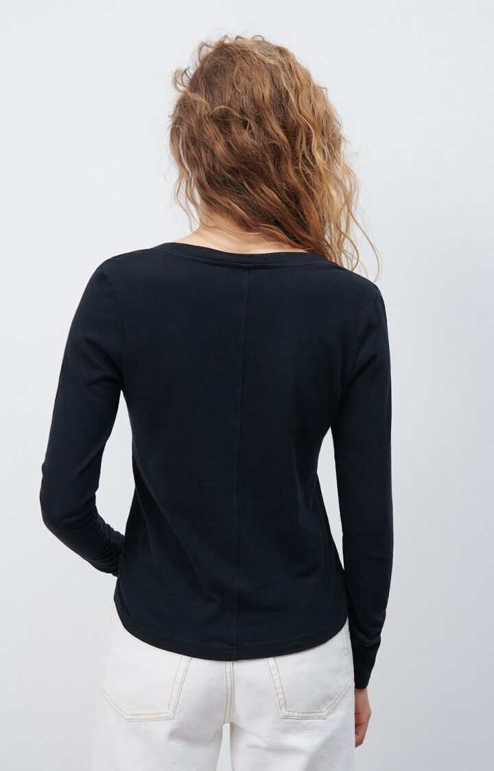 American Vintage Gamipy Long Sleeve T Shirt V Neck Black