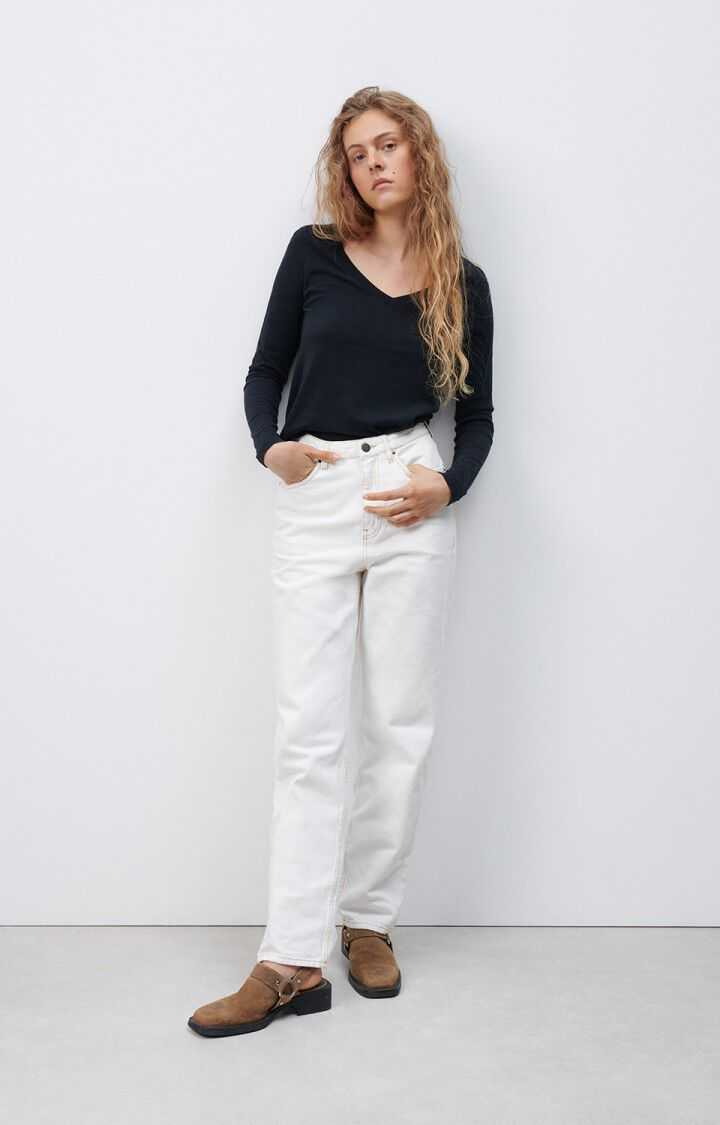 American Vintage Gamipy Long Sleeve T Shirt V Neck Black