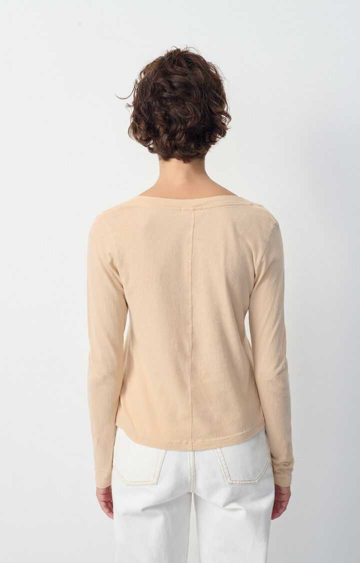 American Vintage Gamipy Long Sleeve T Shirt V Neck Sand
