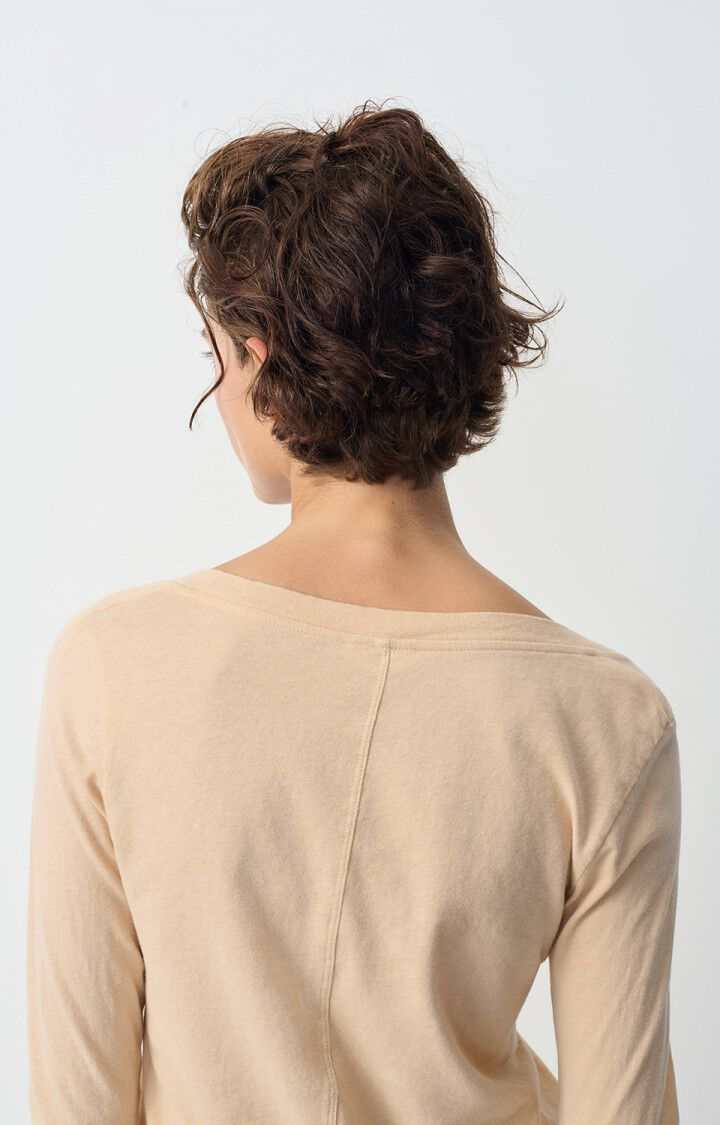 American Vintage Gamipy Long Sleeve T Shirt V Neck Sand