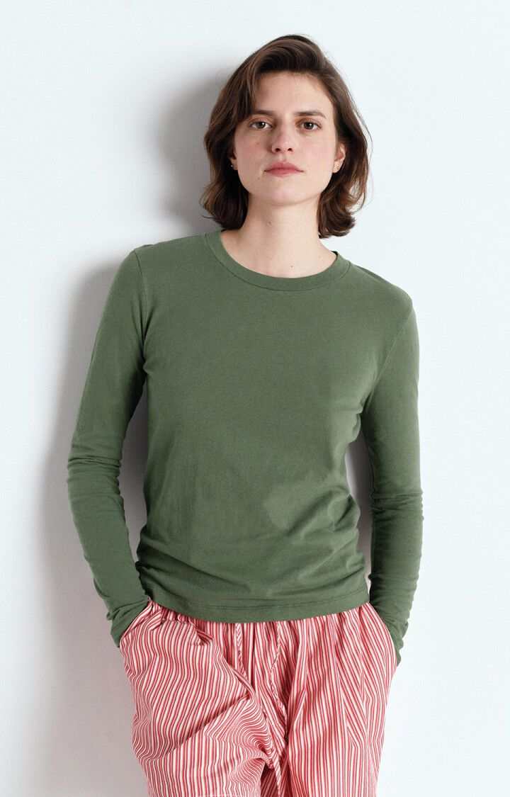 American Vintage Gamipy Long Sleeve T Shirt Crew Neck Basil