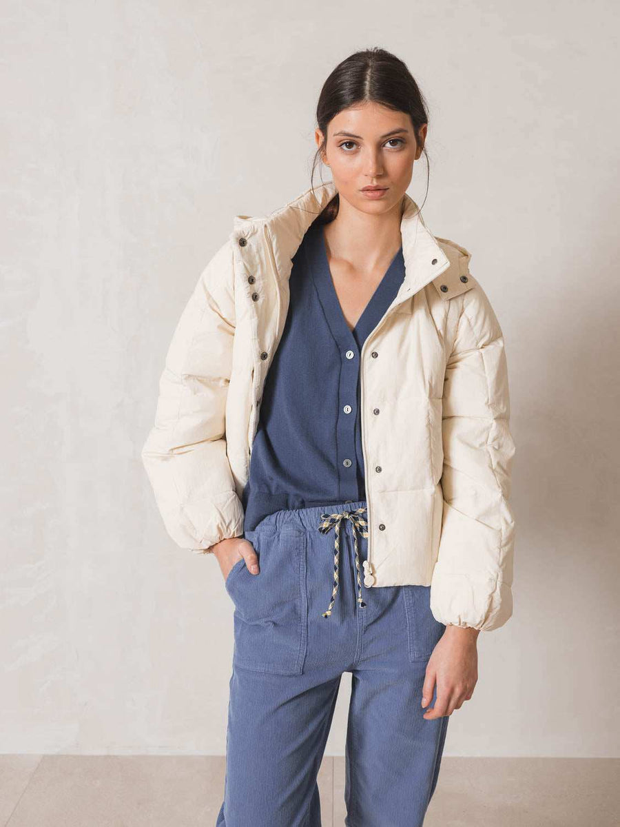 Indi and Cold Crop Puffer Convertible Jacket Crudo