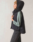 Indi and Cold Crop Puffer Convertible Jacket Black