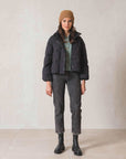 Indi and Cold Crop Puffer Convertible Jacket Black