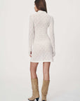 Rowie Galo Flower Lace Mini Long Sleeve Dress Creme