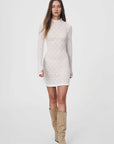 Rowie Galo Flower Lace Mini Long Sleeve Dress Creme