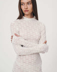 Rowie Galo Flower Lace Mini Long Sleeve Dress Creme