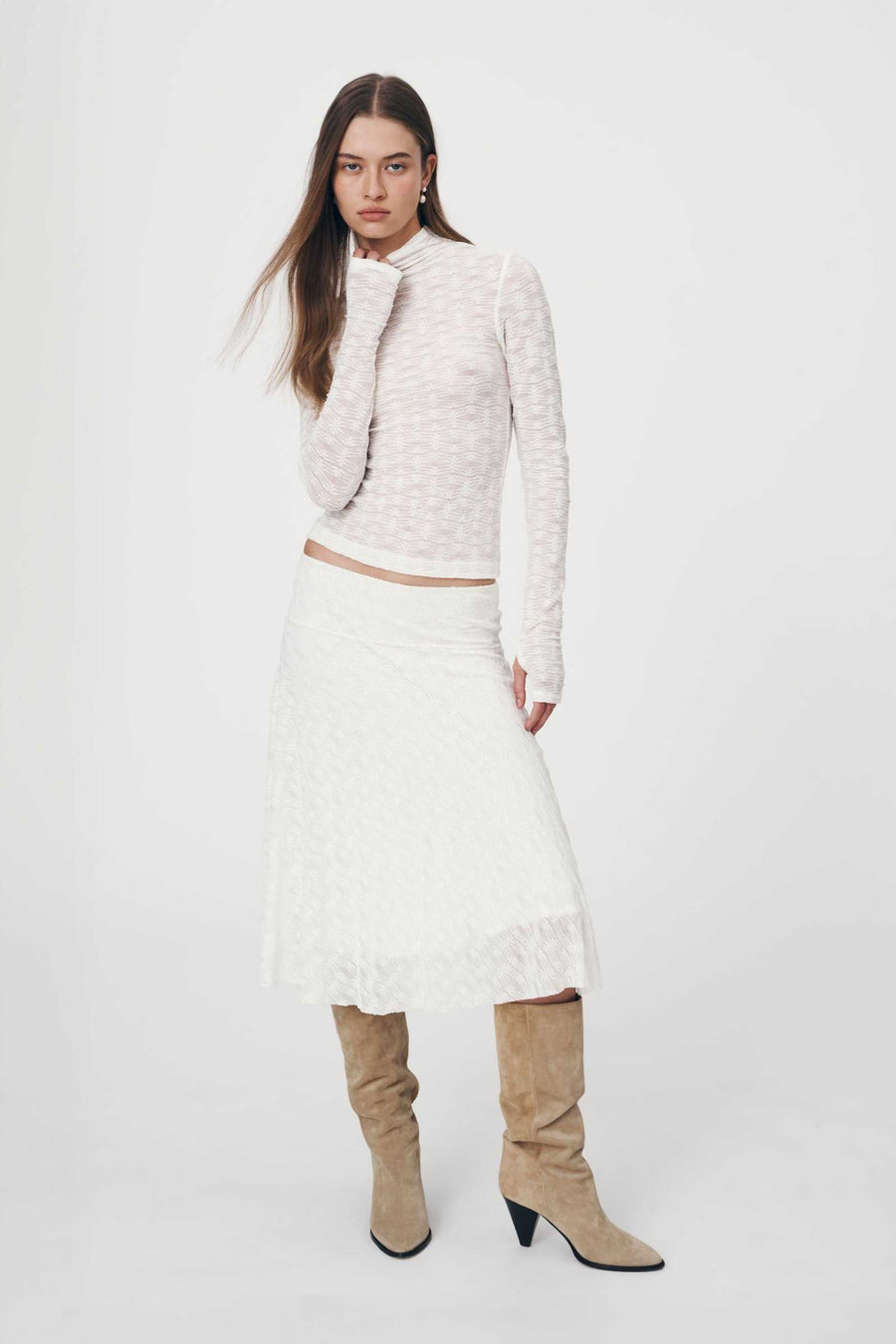Rowie Galo Flower Lace Top Creme
