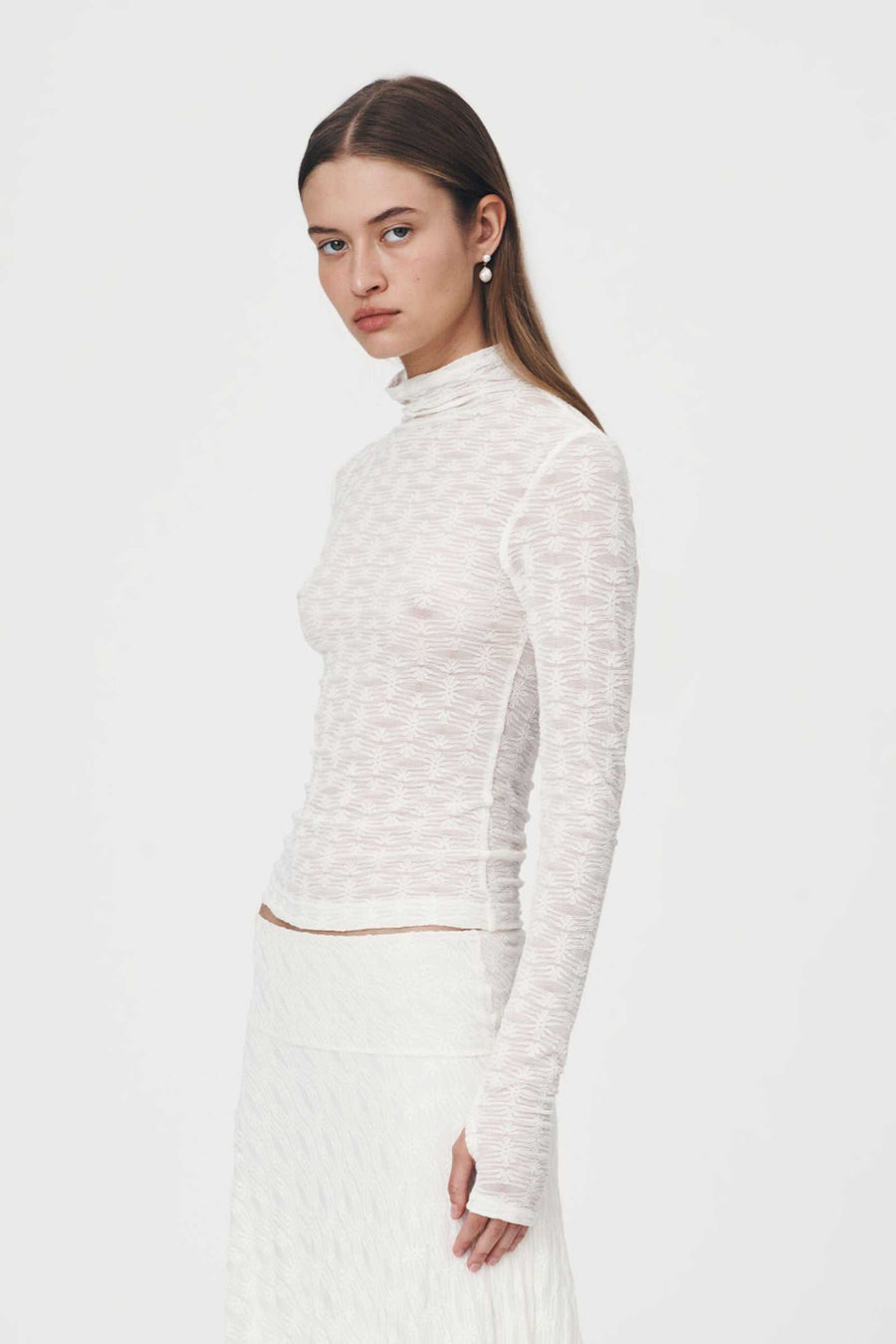 Rowie Galo Flower Lace Top Creme