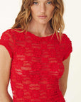 Rowie Galo Sunflower Lace Tee Flame Red