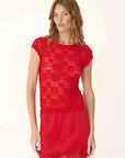Rowie Galo Sunflower Lace Tee Flame Red