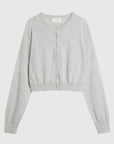 St Agni Cashmere Relaxed Cropped Cardigan Grey Marle