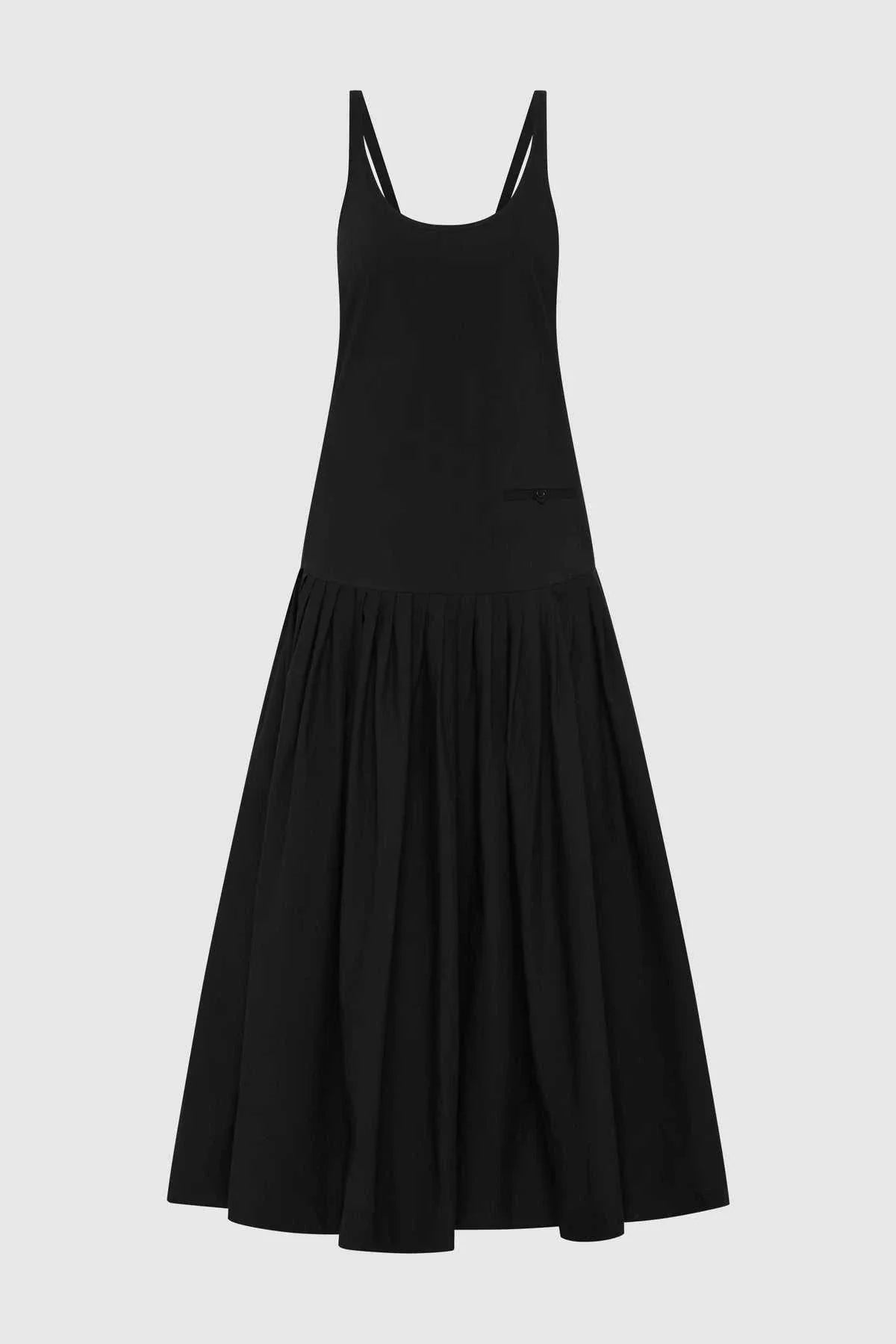 St Agni Relaxed Pleat Dress Black