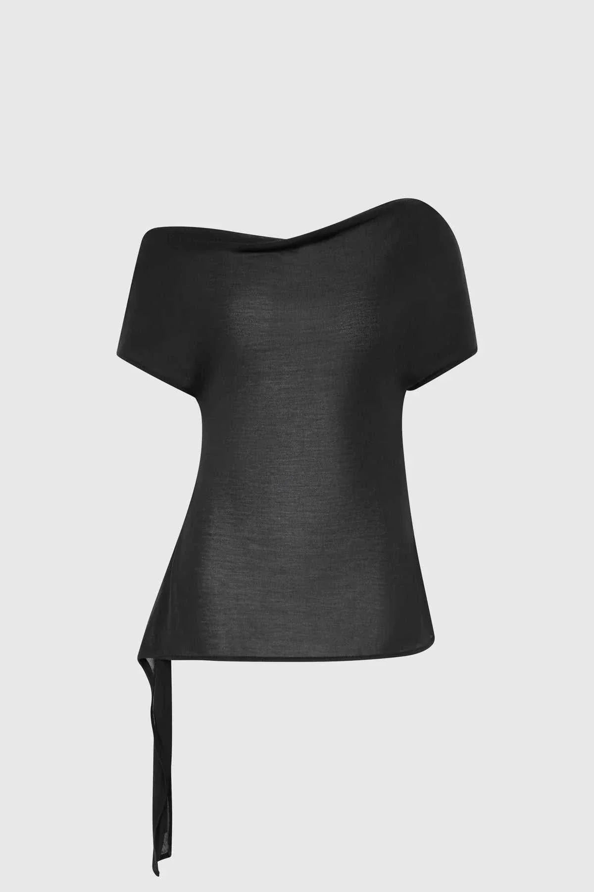 St Agni Fine Jersey Off Shoulder Top Charcoal