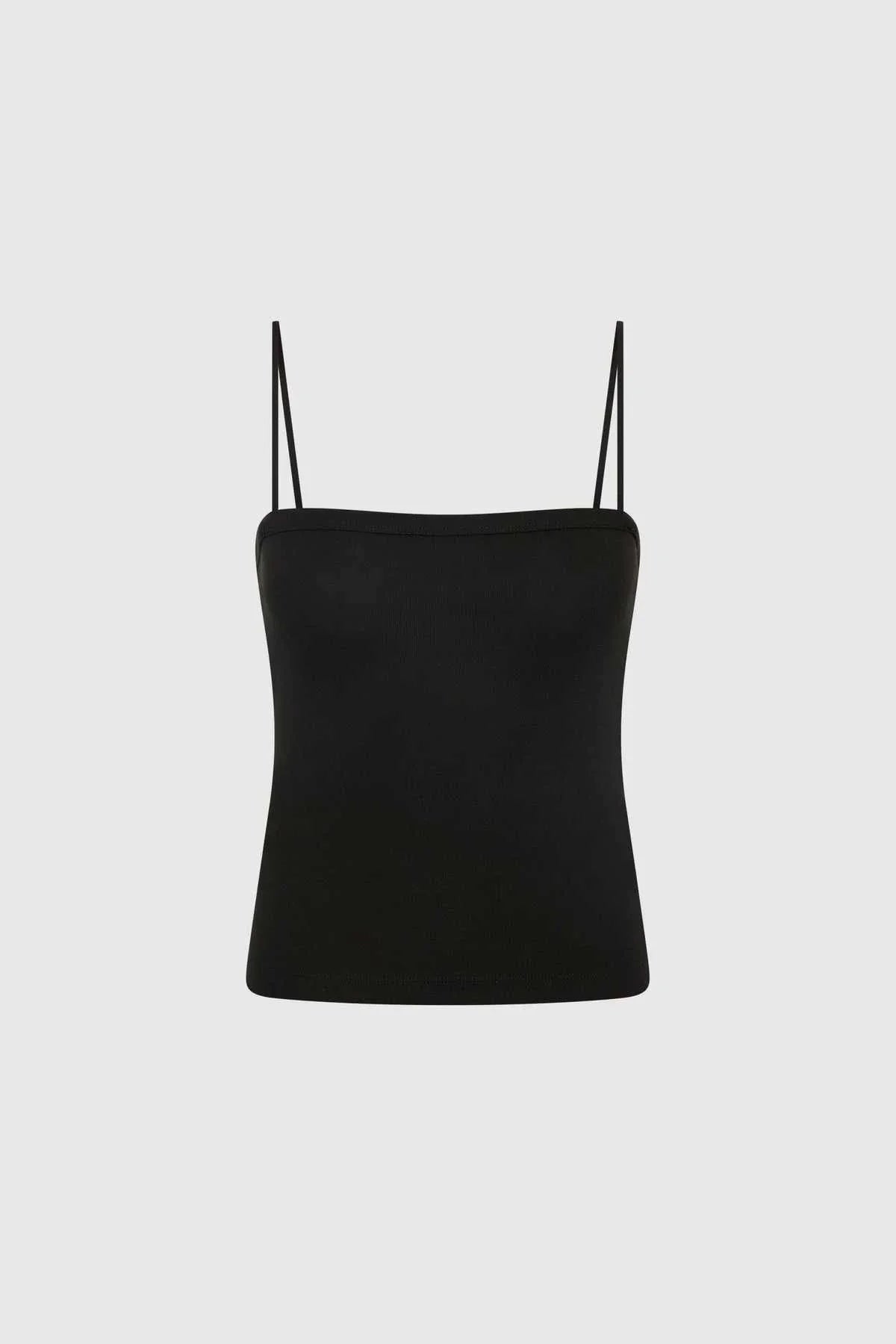 St Agni Organic Cotton Square Neck Cami Jet Black