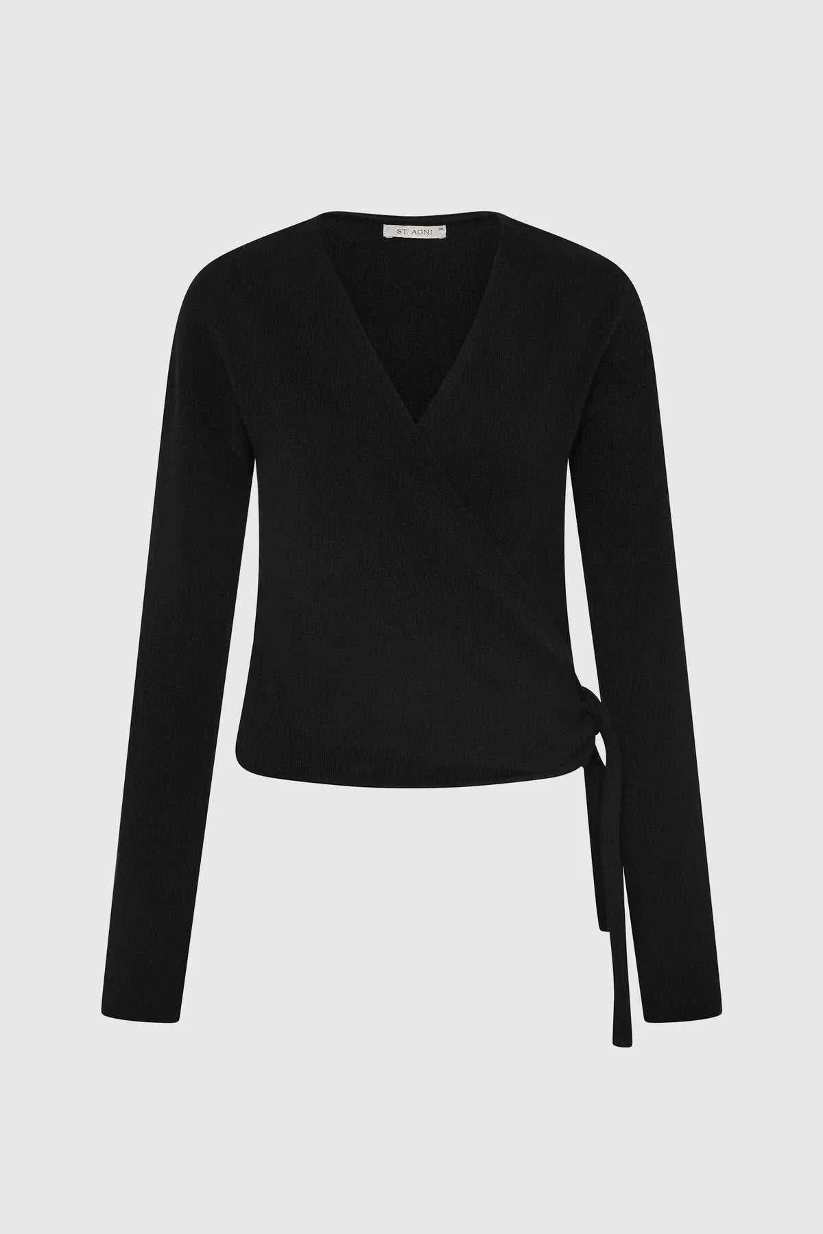St Agni Cashmere Wrap Cardigan Black