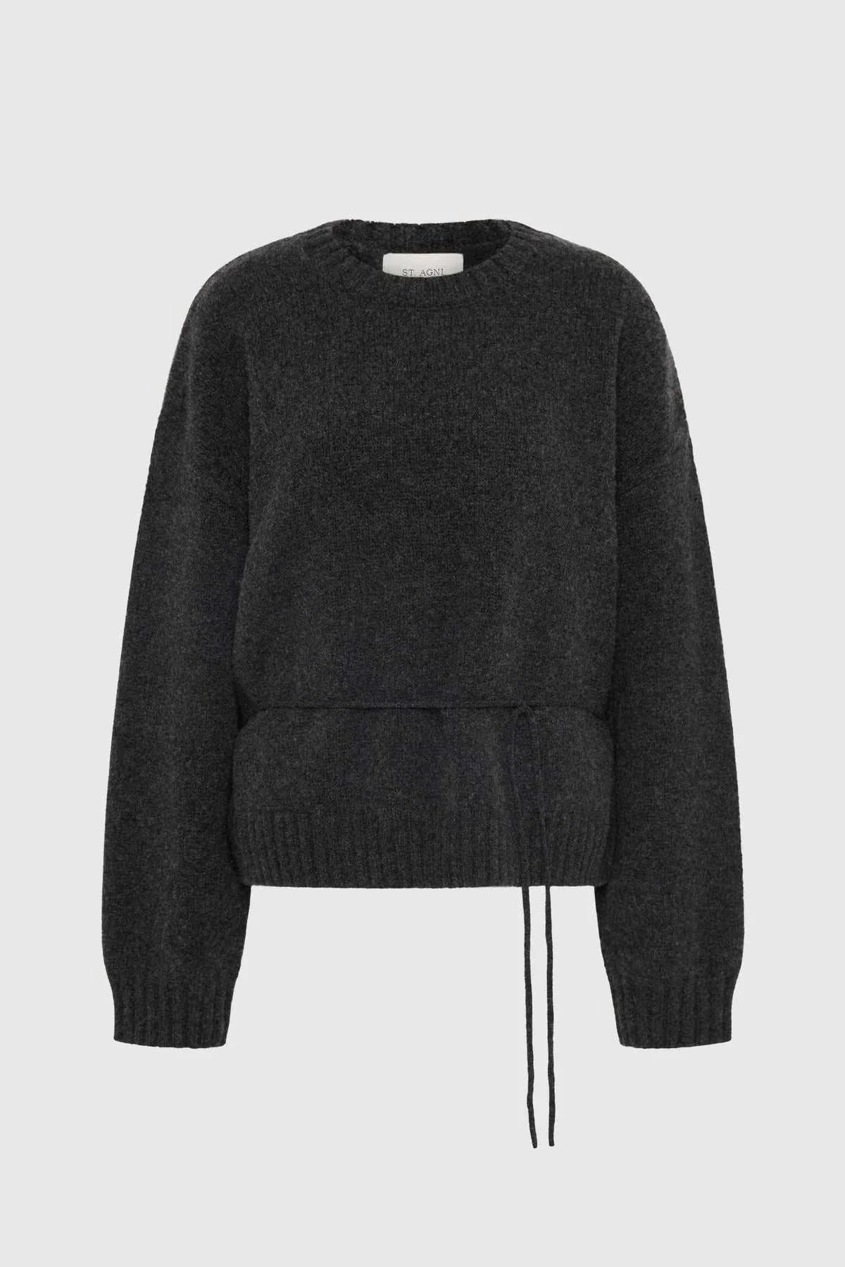 St Agni Wool Crew Neck Jumper Dark Charcoal Melange