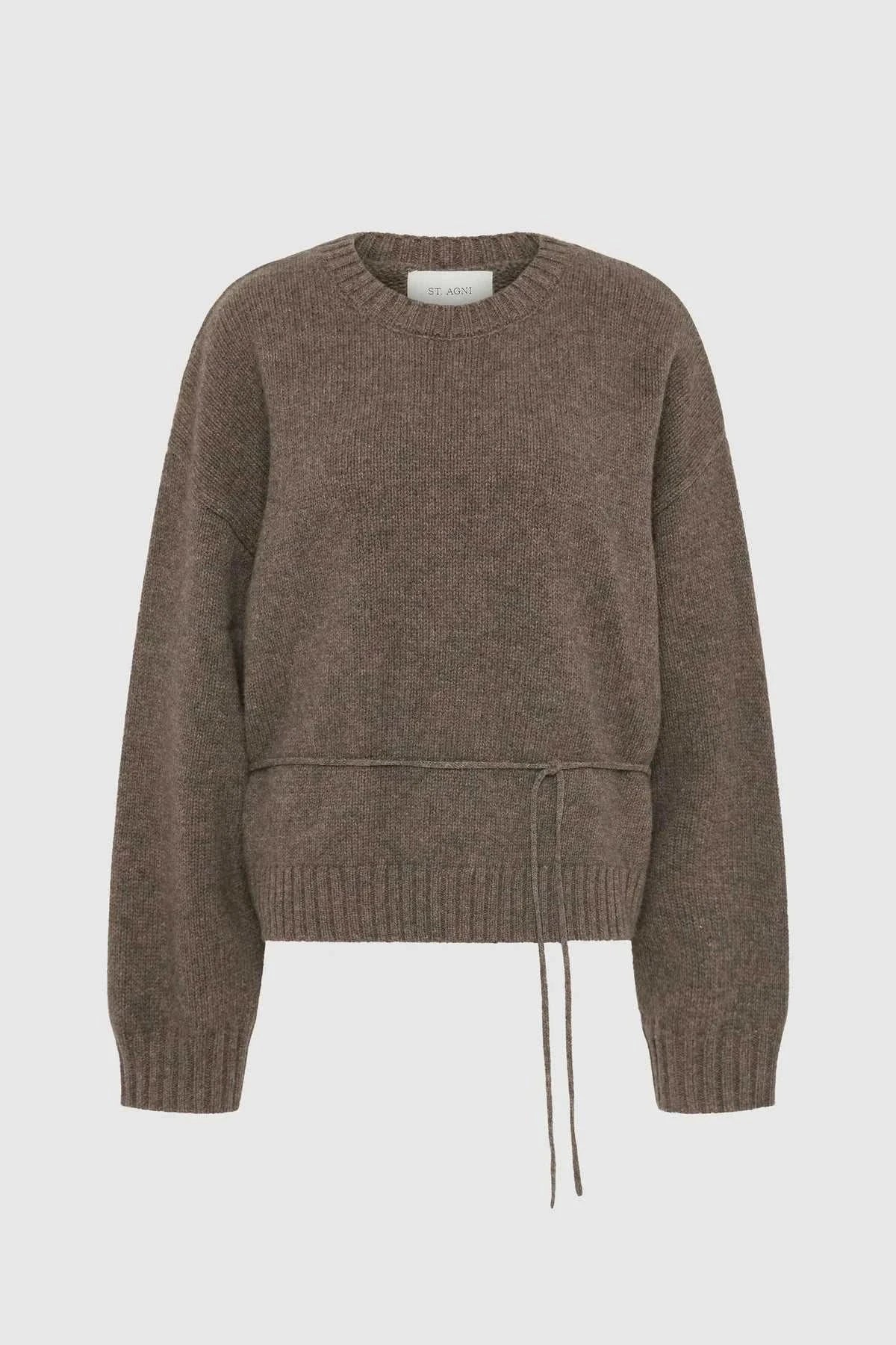 St Agni Wool Crew Neck Jumper Taupe Melange