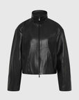 St Agni Cocoon Zip Leather Jacket Black