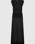 St Agni Stretch Silk Bateau Dress Black