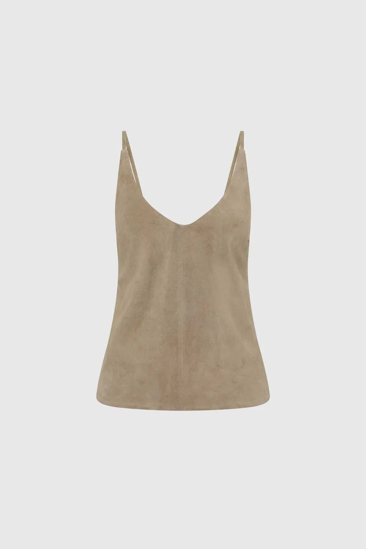 St Agni Suede Low Back Tie Top Earth