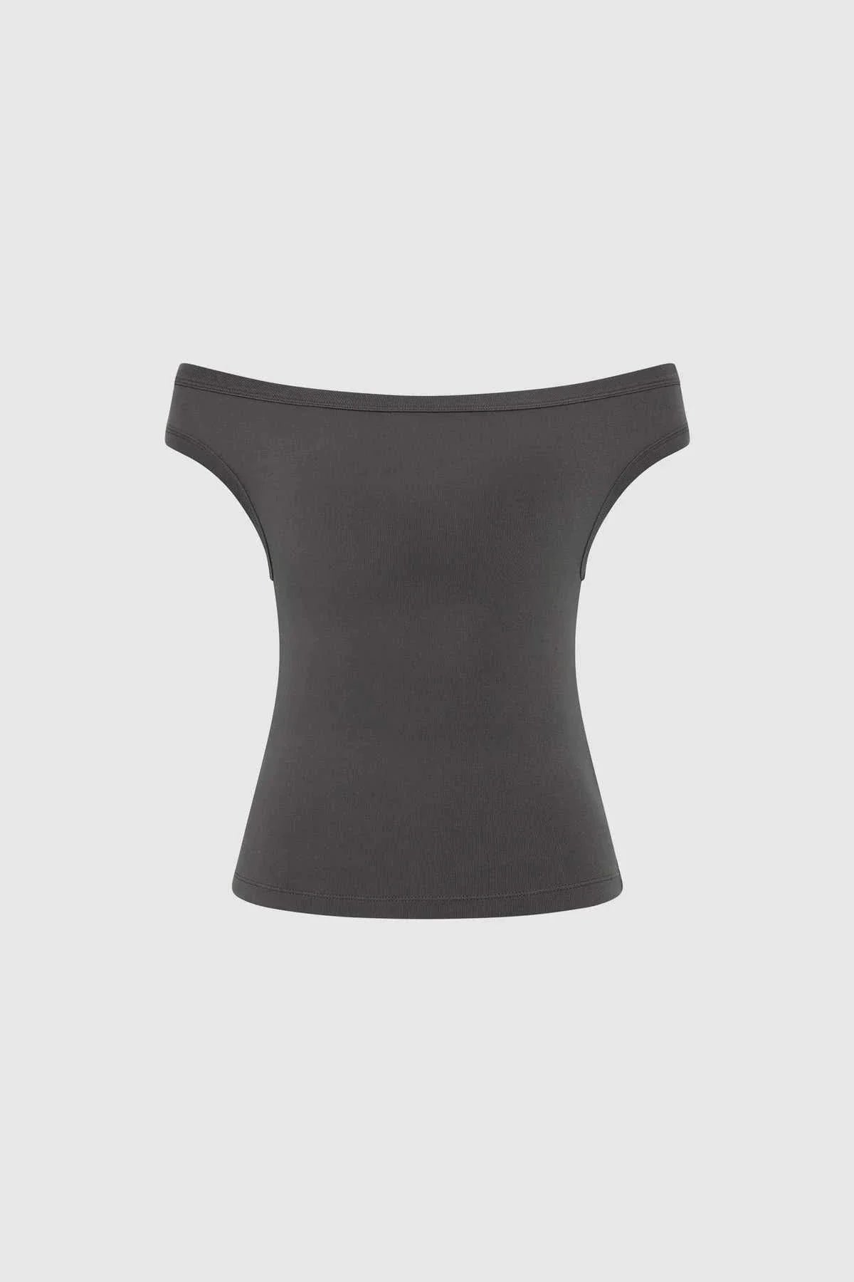 St Agni Organic Cotton Off Shoulder Top Soot