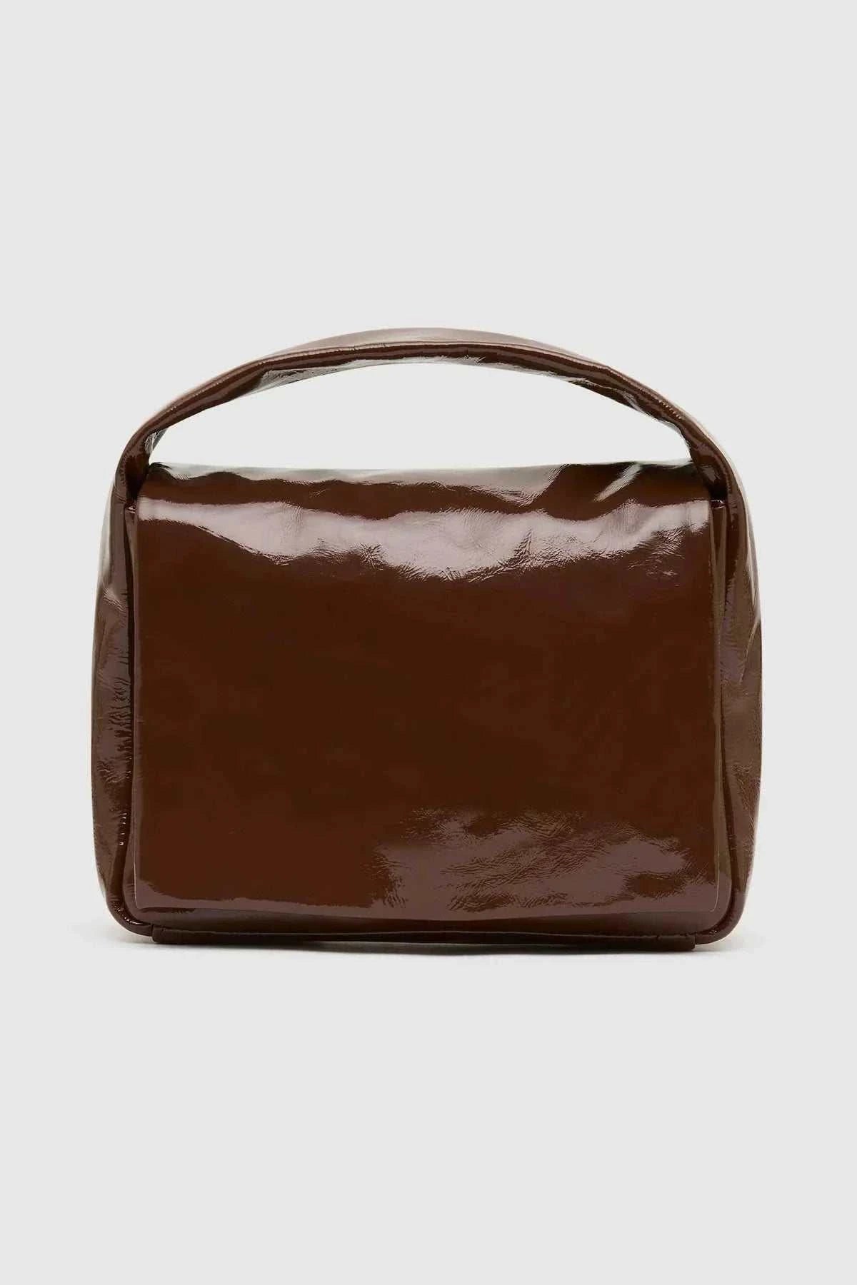 St Agni Petit Soft Satchel Patent Liqueur