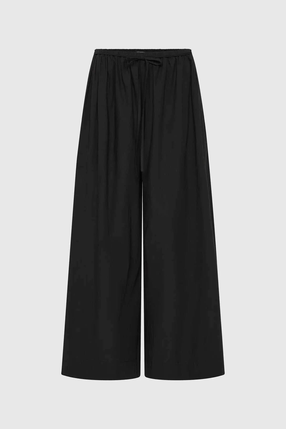St Agni Cotton Hybrid Wide Leg Pants Black