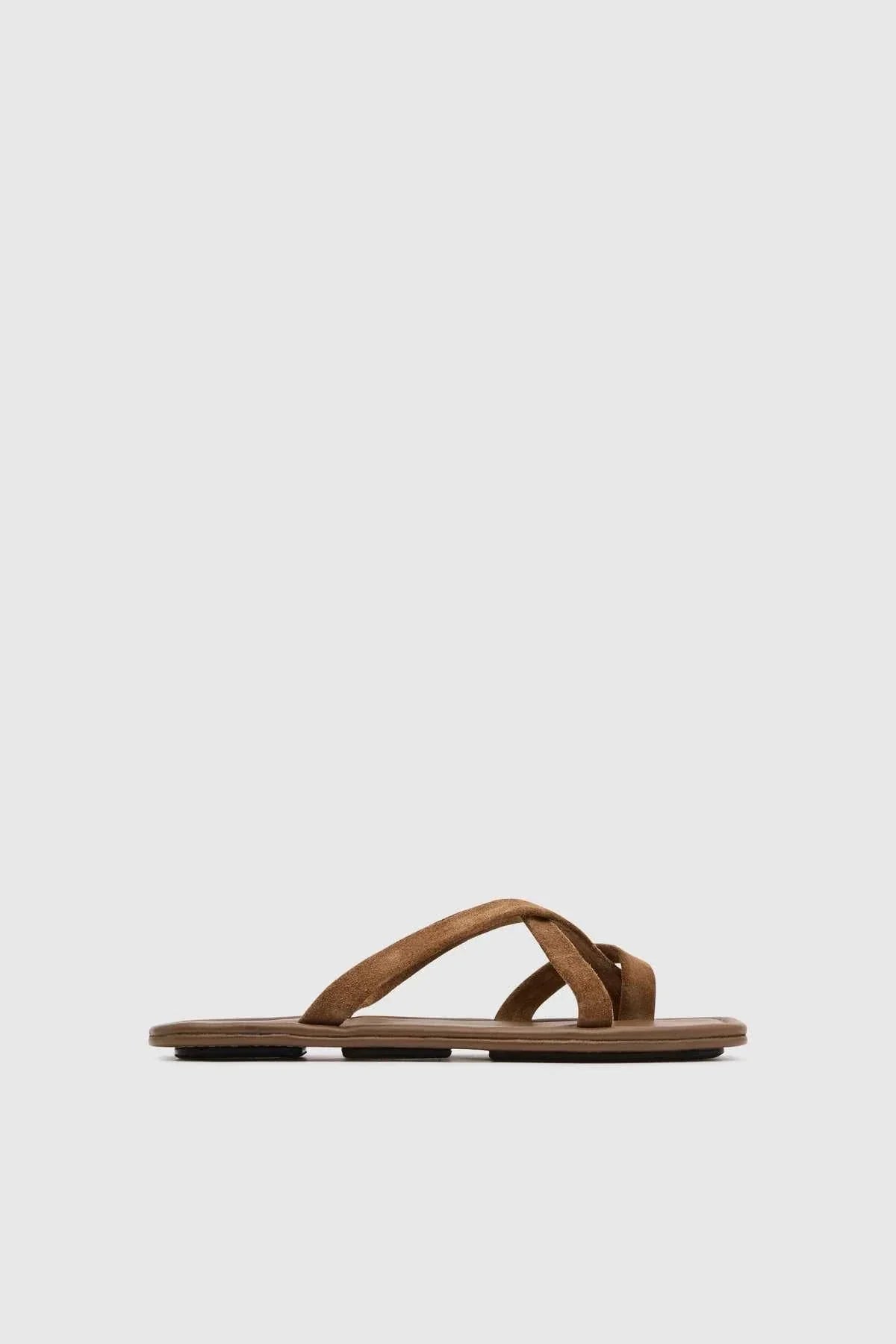 St Agni Suede Soft Strap Slide Toffee