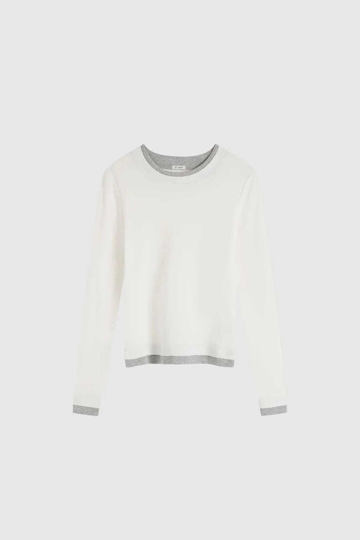 St Agni Organic Cotton Layered Long Sleeve Top White