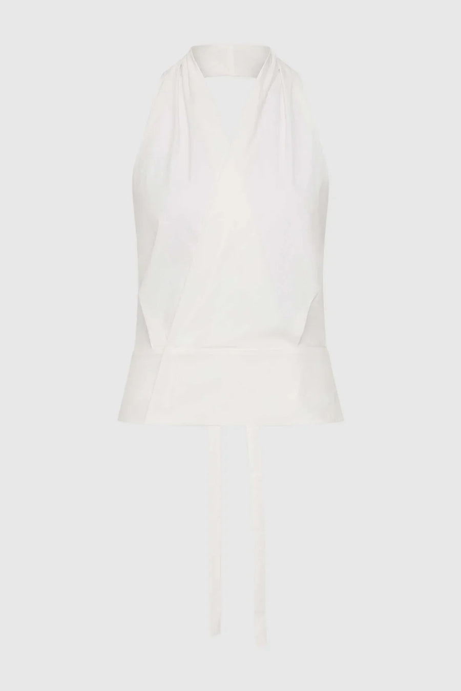St Agni Halter Wrap Top White
