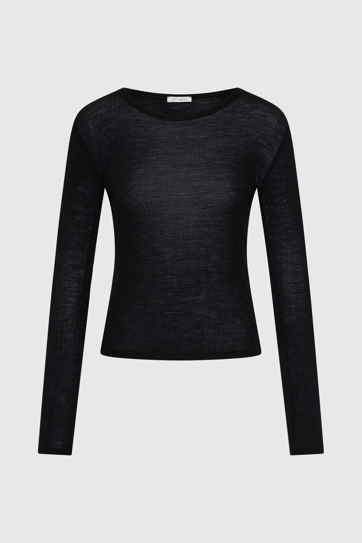St Agni Baby Wool Long Sleeve Top Black