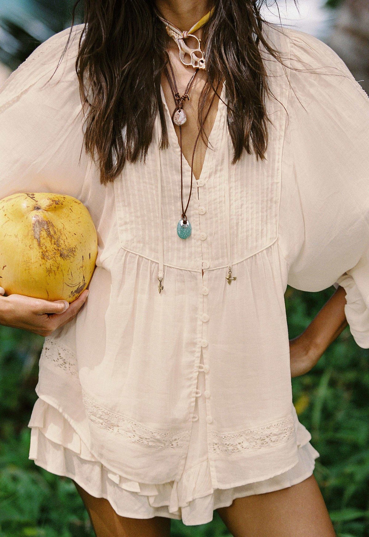 Spell Ines Boho Blouse Light Sand Cream