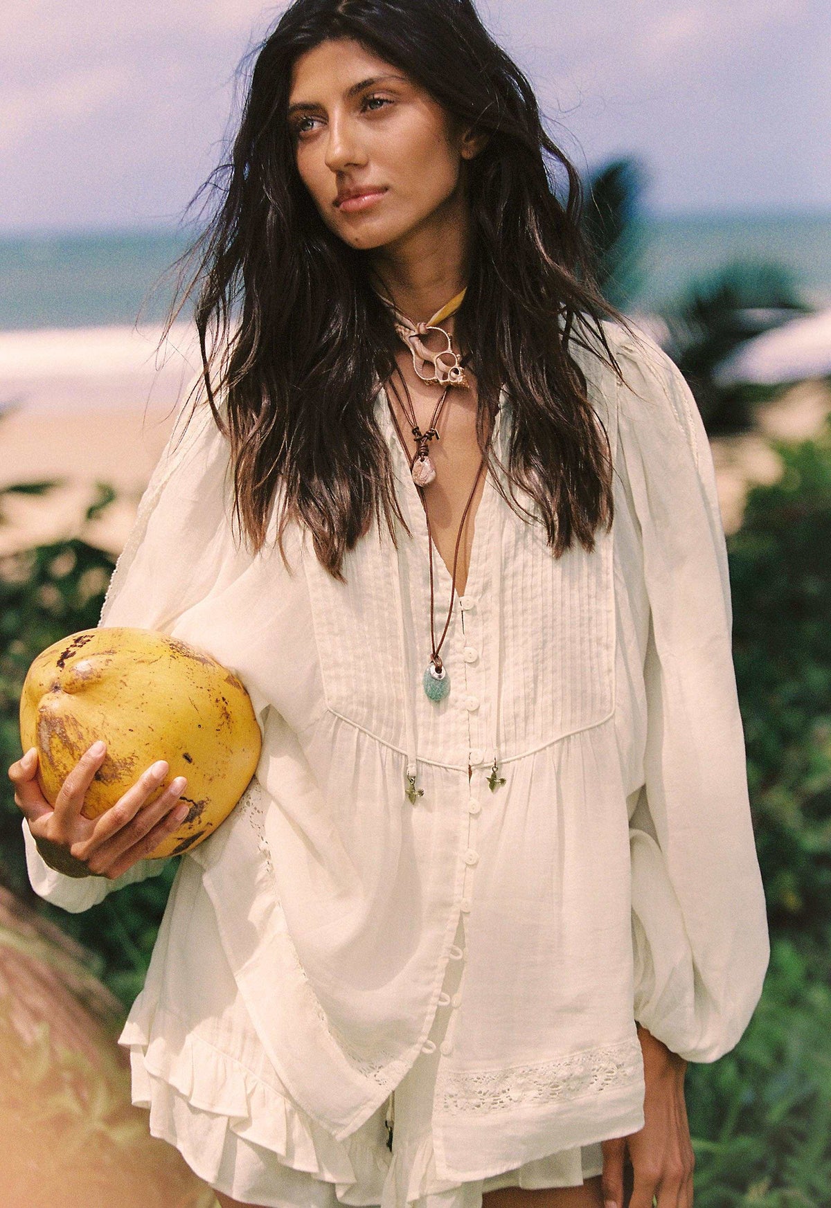 Spell Ines Boho Blouse Light Sand Cream