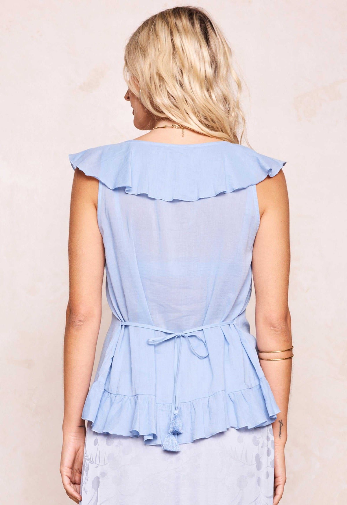 Spell Fleur Frill Sleeveless Blouse Lagoon Purple