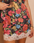 Spell Isola Lace Mini Skirt Midnight Bloom Black