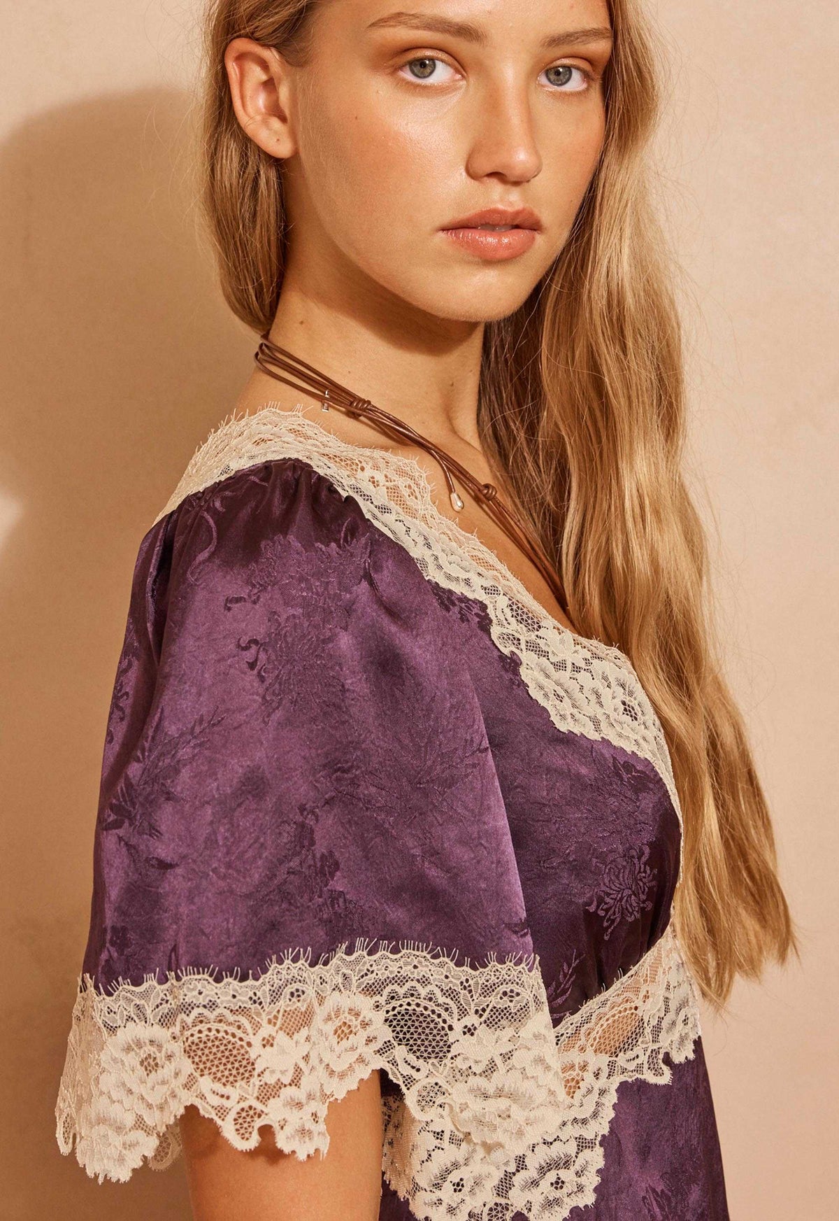 Spell Lasiandra Lace Mini Dress Deep Violet Purple