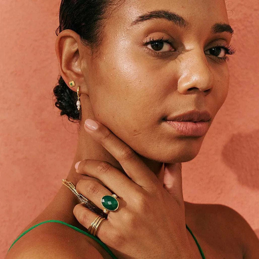 Murkani Wandering Soul Green Onyx Studs Gold