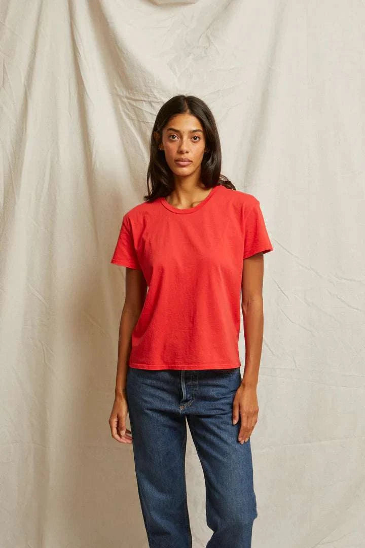 Perfectwhitetee Harley Cotton Boxy Crew Tee Poppy Red
