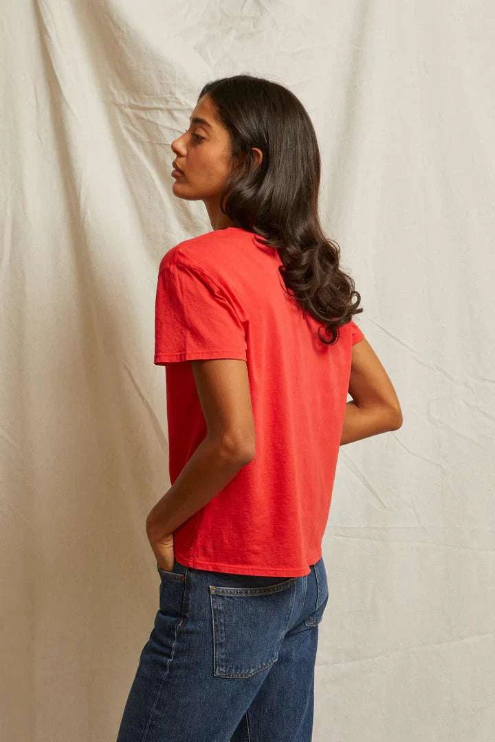Perfectwhitetee Harley Cotton Boxy Crew Tee Poppy Red